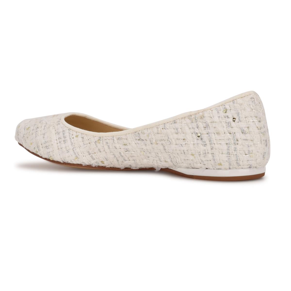 Women's Nine West Speakup Almond Toe Ballet Flats White | OEQS27640