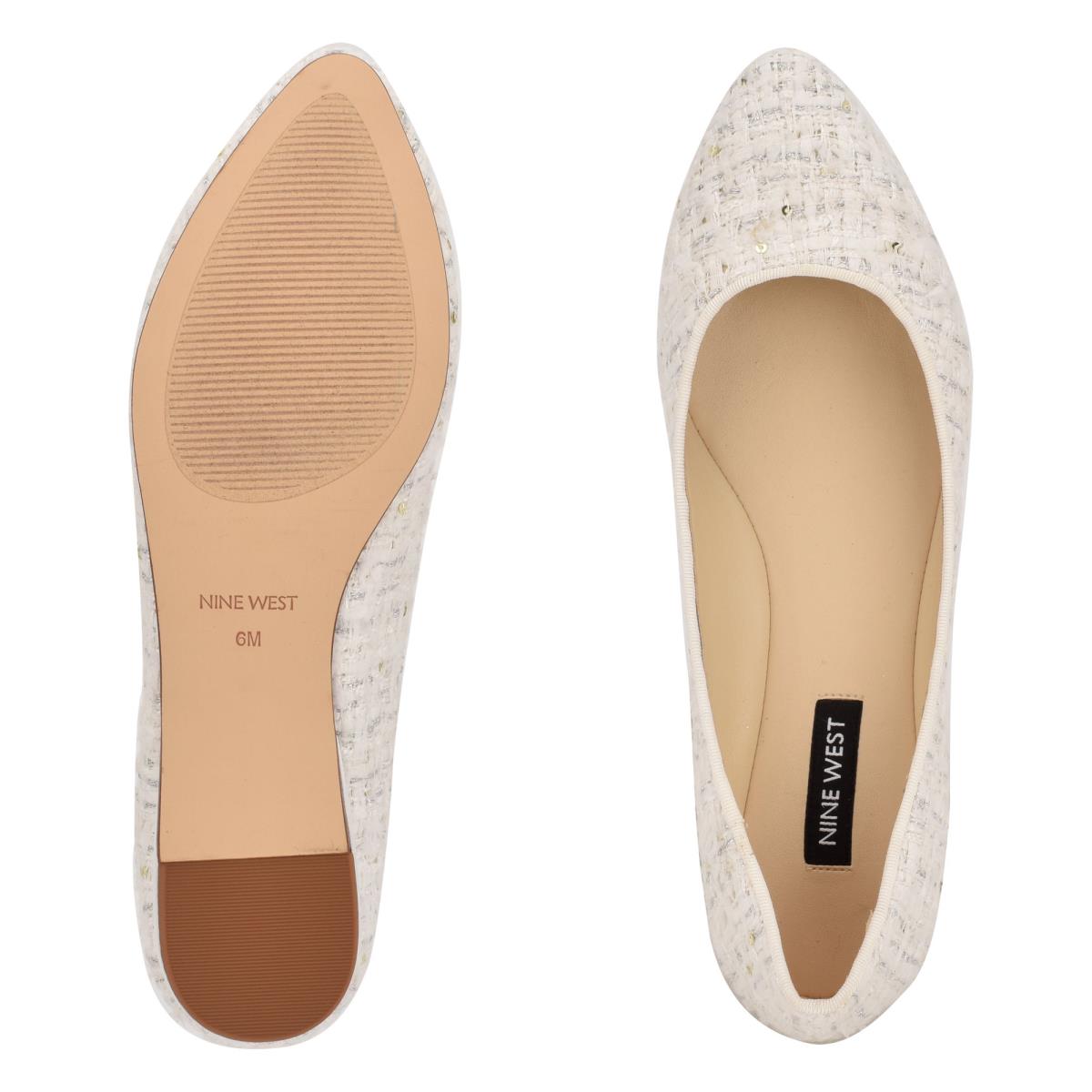 Women's Nine West Speakup Almond Toe Ballet Flats White | OEQS27640