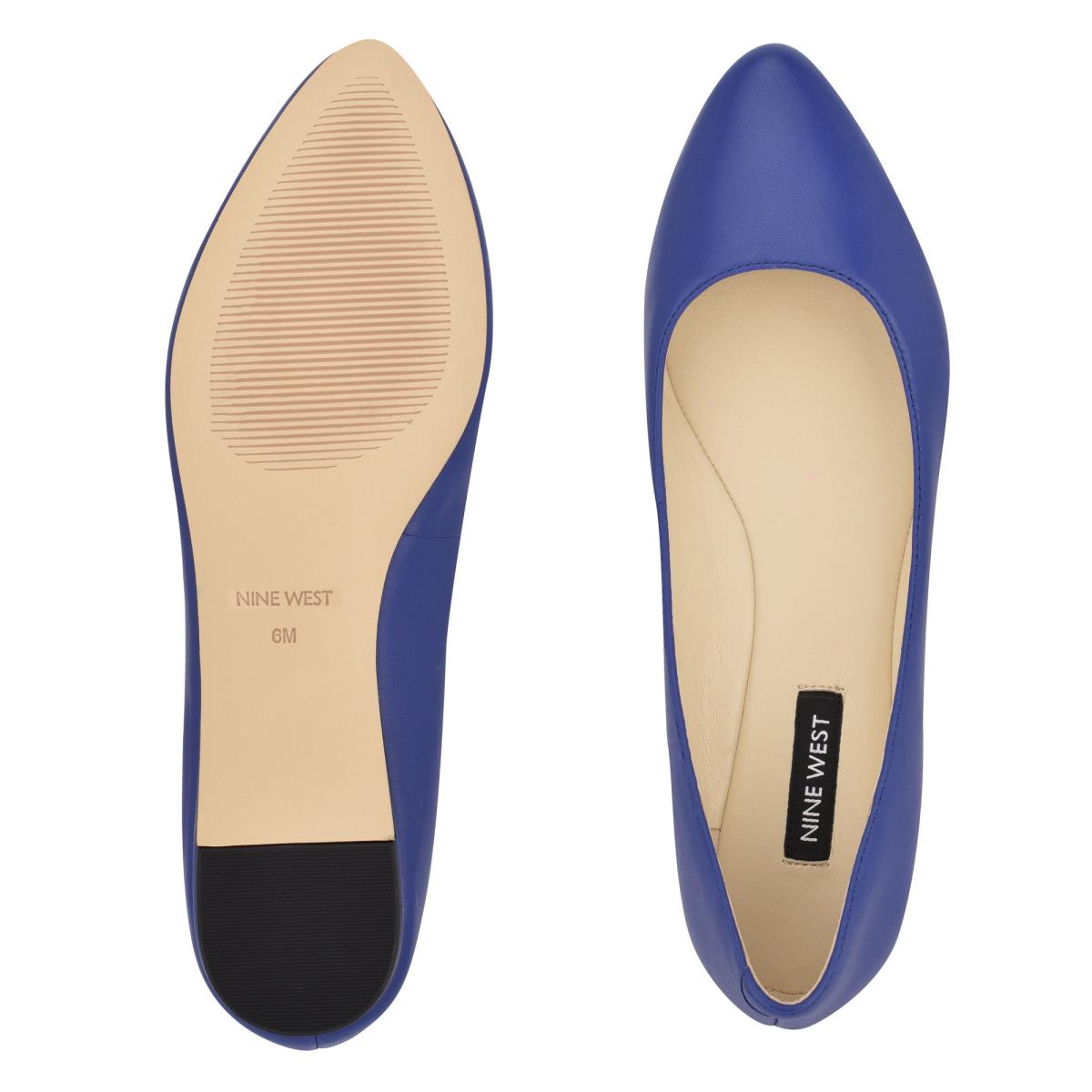 Women's Nine West Speakup Almond Toe Ballet Flats Navy | VBDO65217