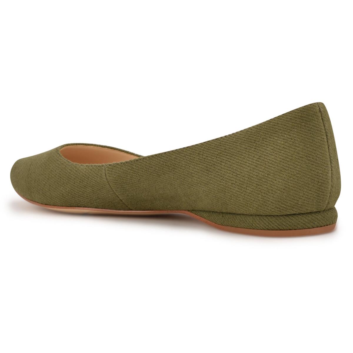 Women's Nine West Speakup Almond Toe Ballet Flats Olive | VTNH87106