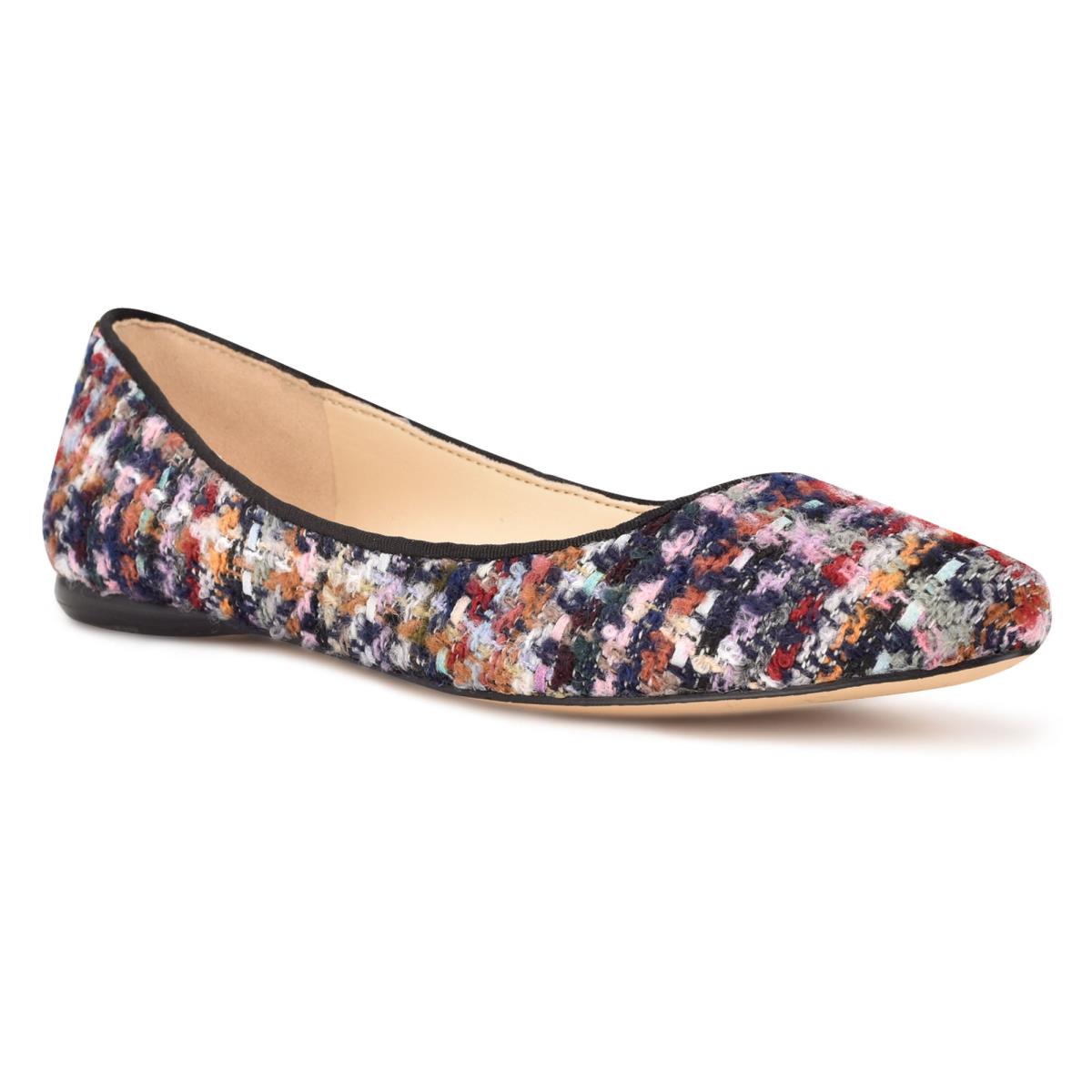 Women's Nine West Speakup Almond Toe Ballet Flats Blue / Multicolor | VUKH28567