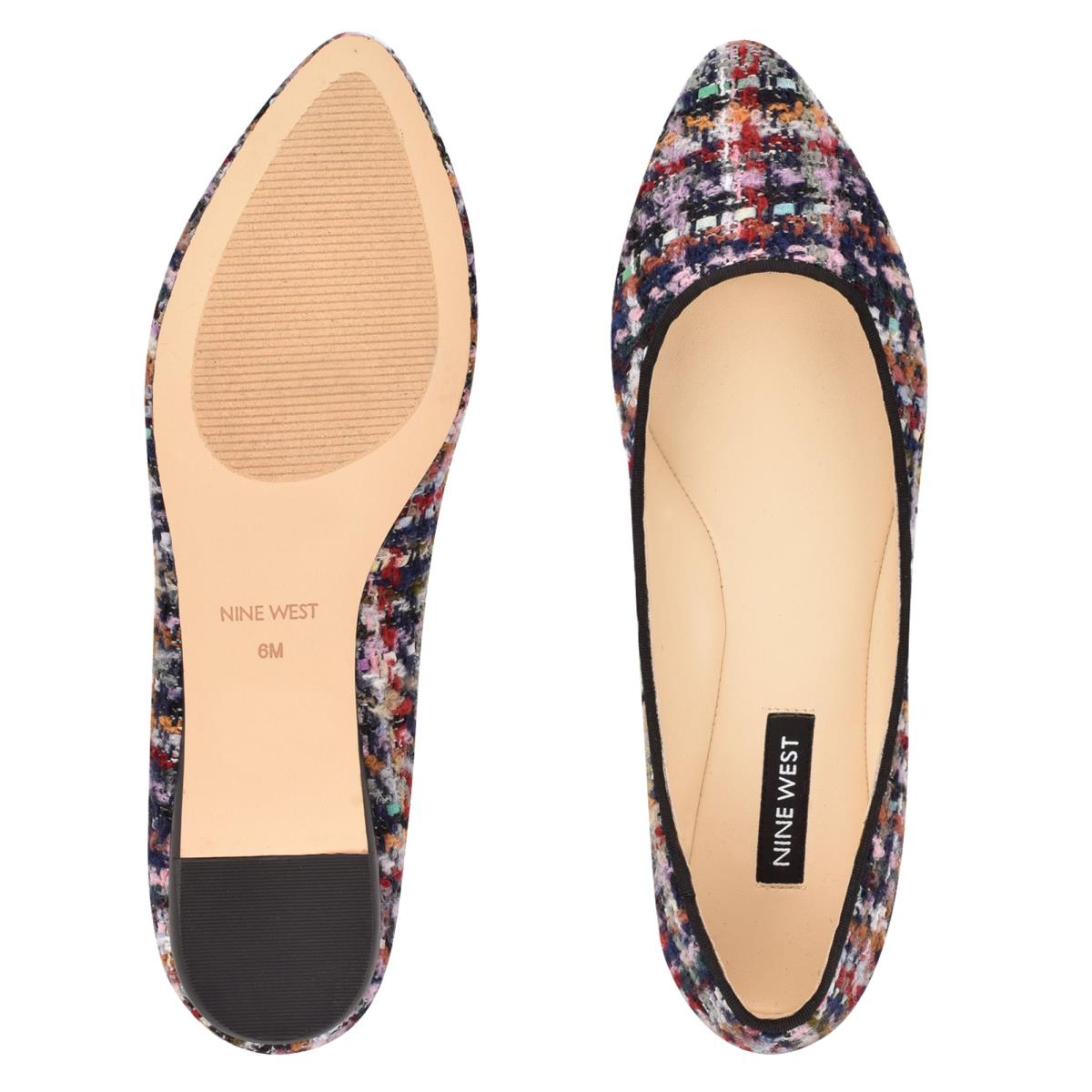 Women's Nine West Speakup Almond Toe Ballet Flats Blue / Multicolor | VUKH28567