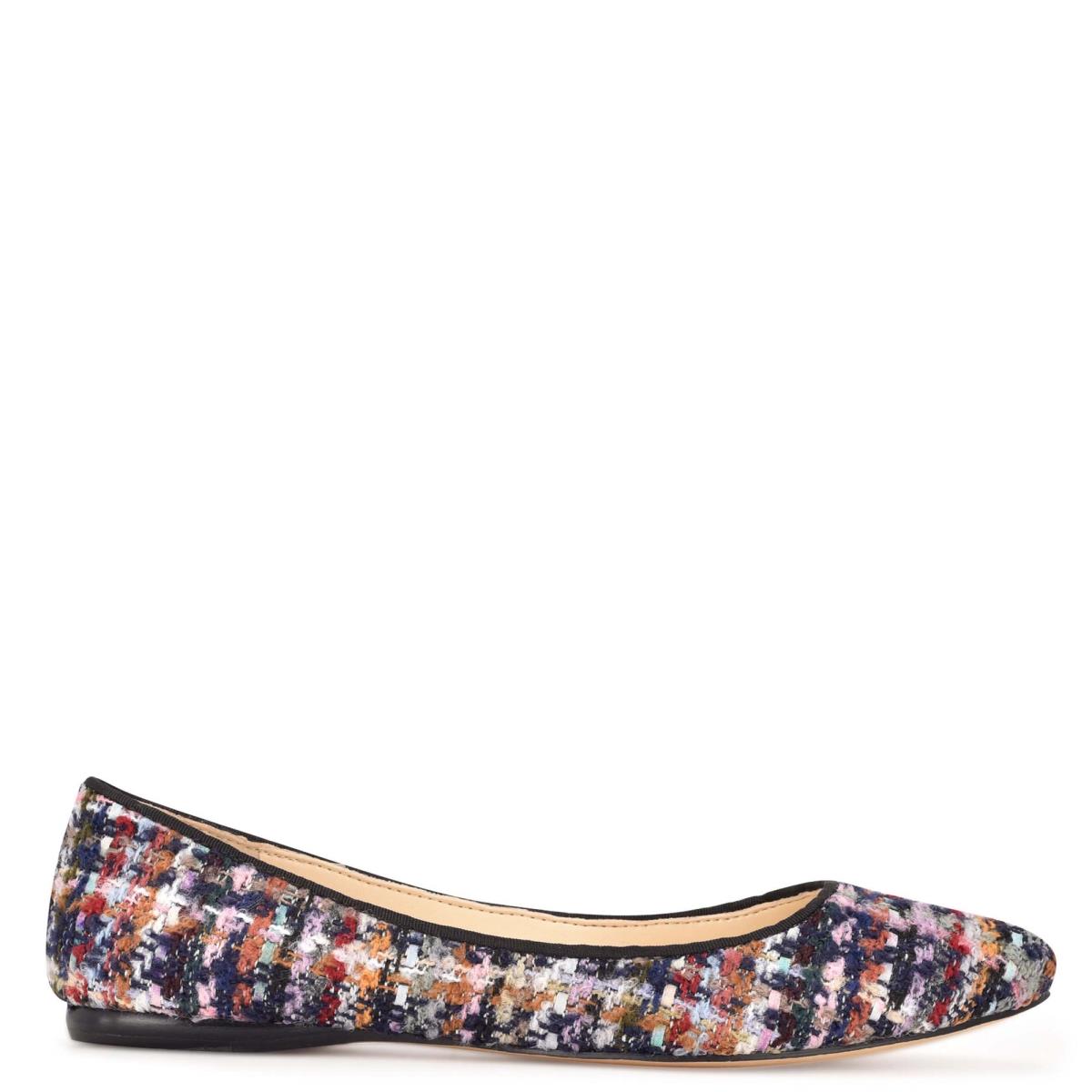 Women\'s Nine West Speakup Almond Toe Ballet Flats Blue / Multicolor | VUKH28567