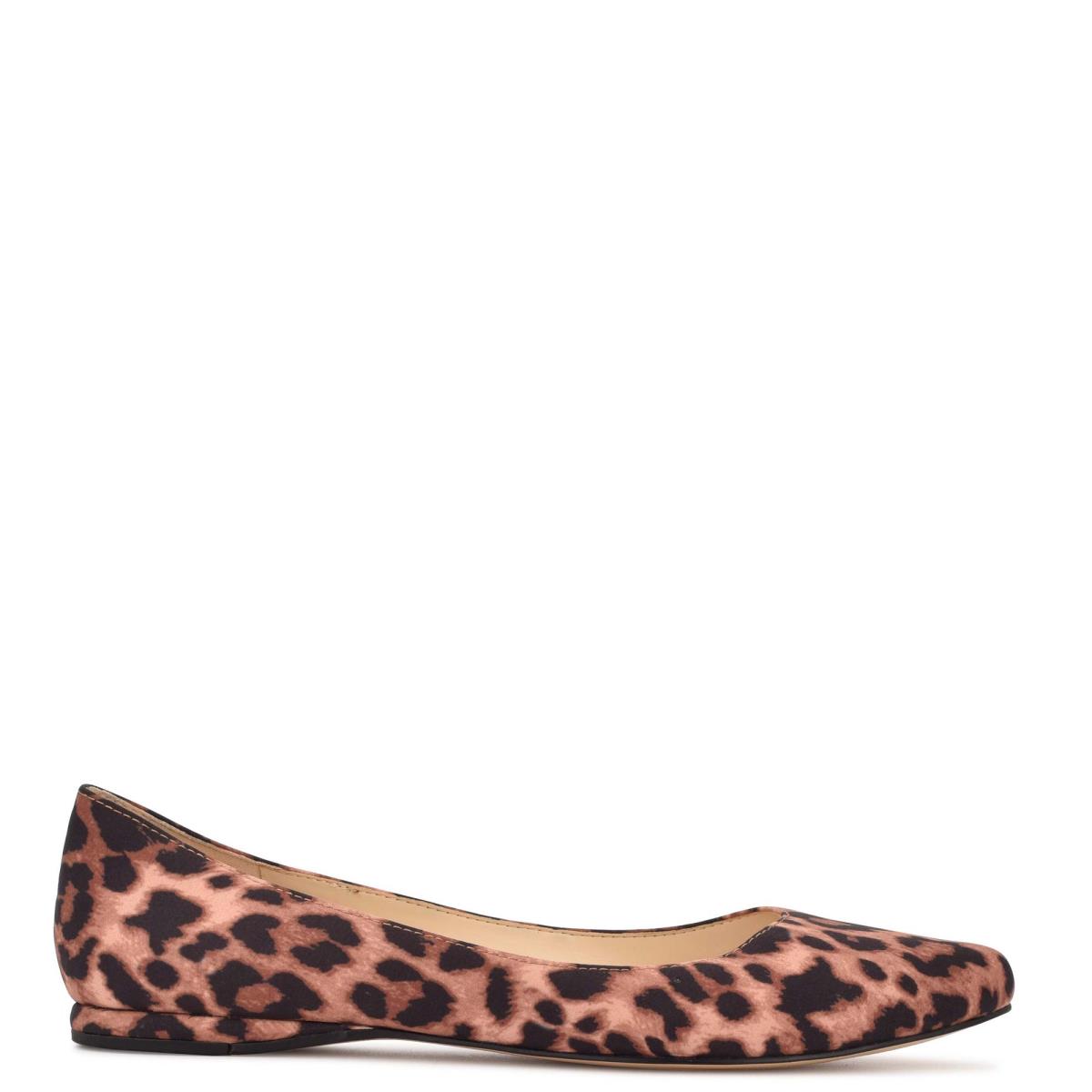 Women\'s Nine West Speakup Almond Toe Ballet Flats Leopard | YNJW91765