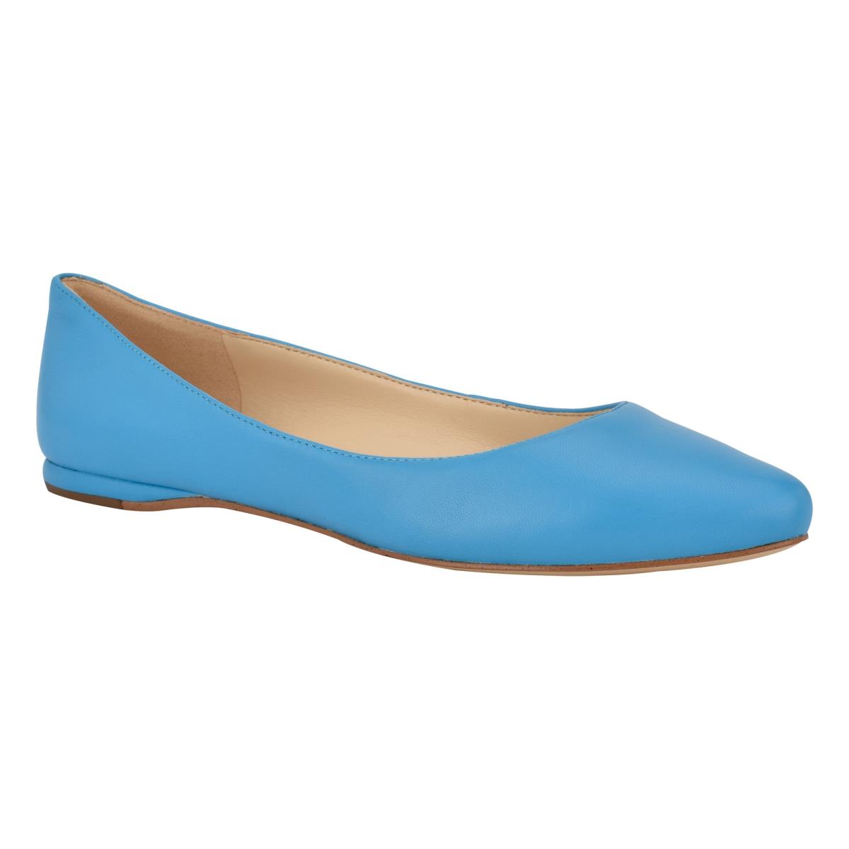 Women's Nine West Speakup Almond Toe Ballet Flats Blue | YWJP23874