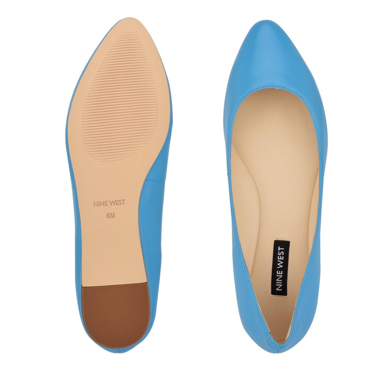 Women's Nine West Speakup Almond Toe Ballet Flats Blue | YWJP23874