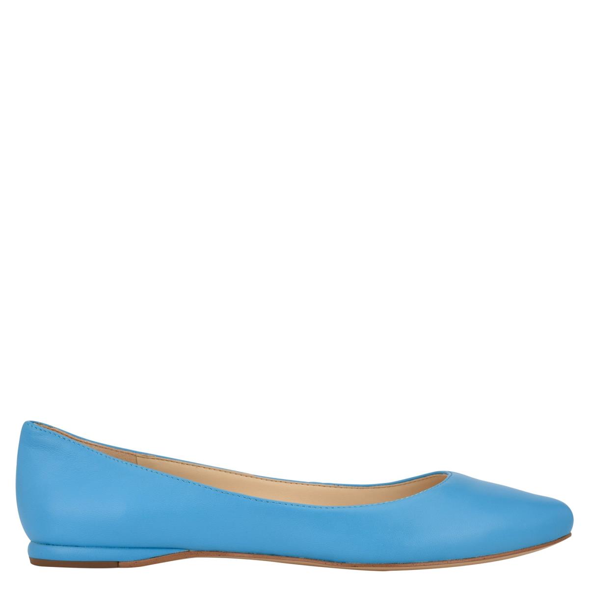 Women\'s Nine West Speakup Almond Toe Ballet Flats Blue | YWJP23874