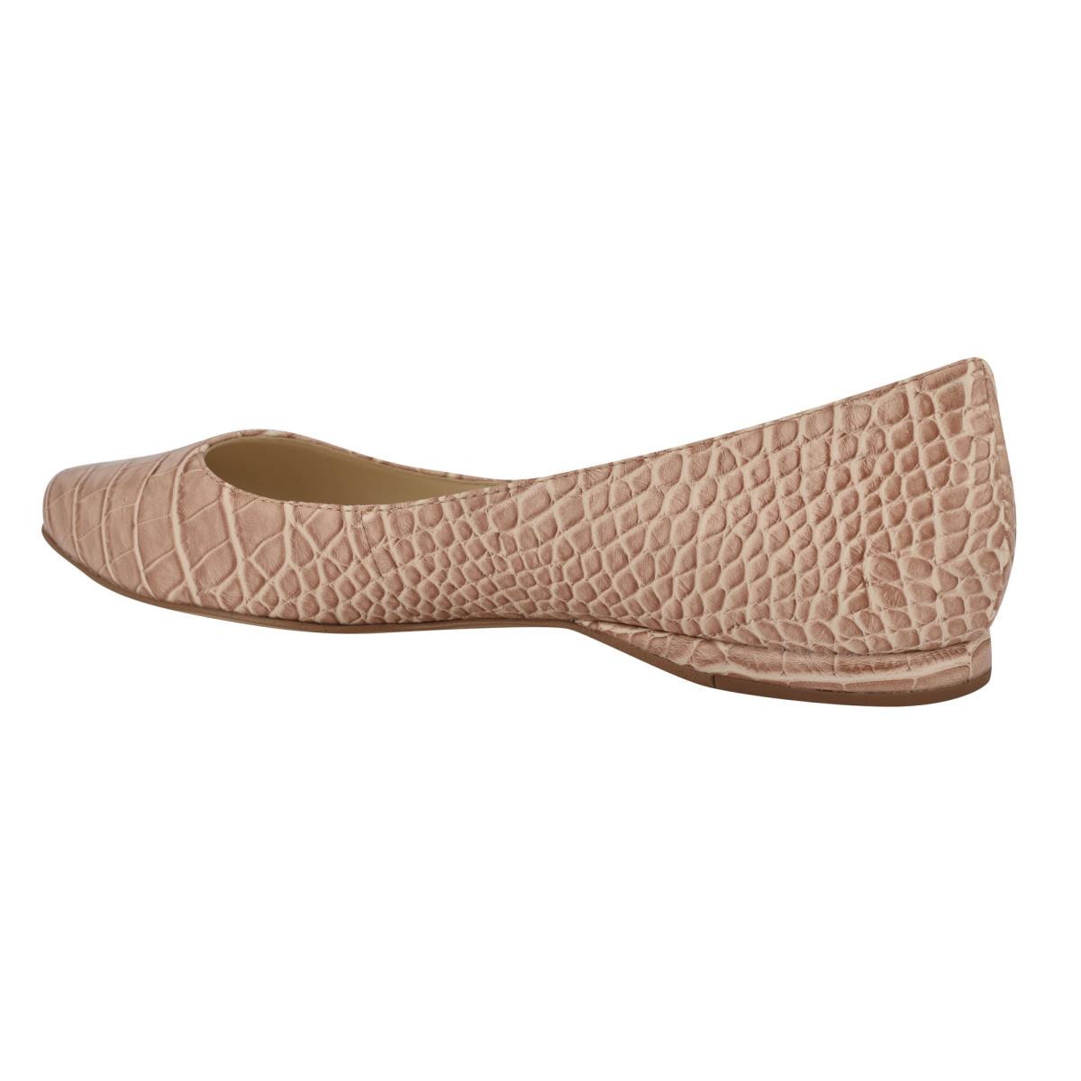 Women's Nine West Speakup Almond Toe Ballet Flats Pink / Snake | ZCOG59823