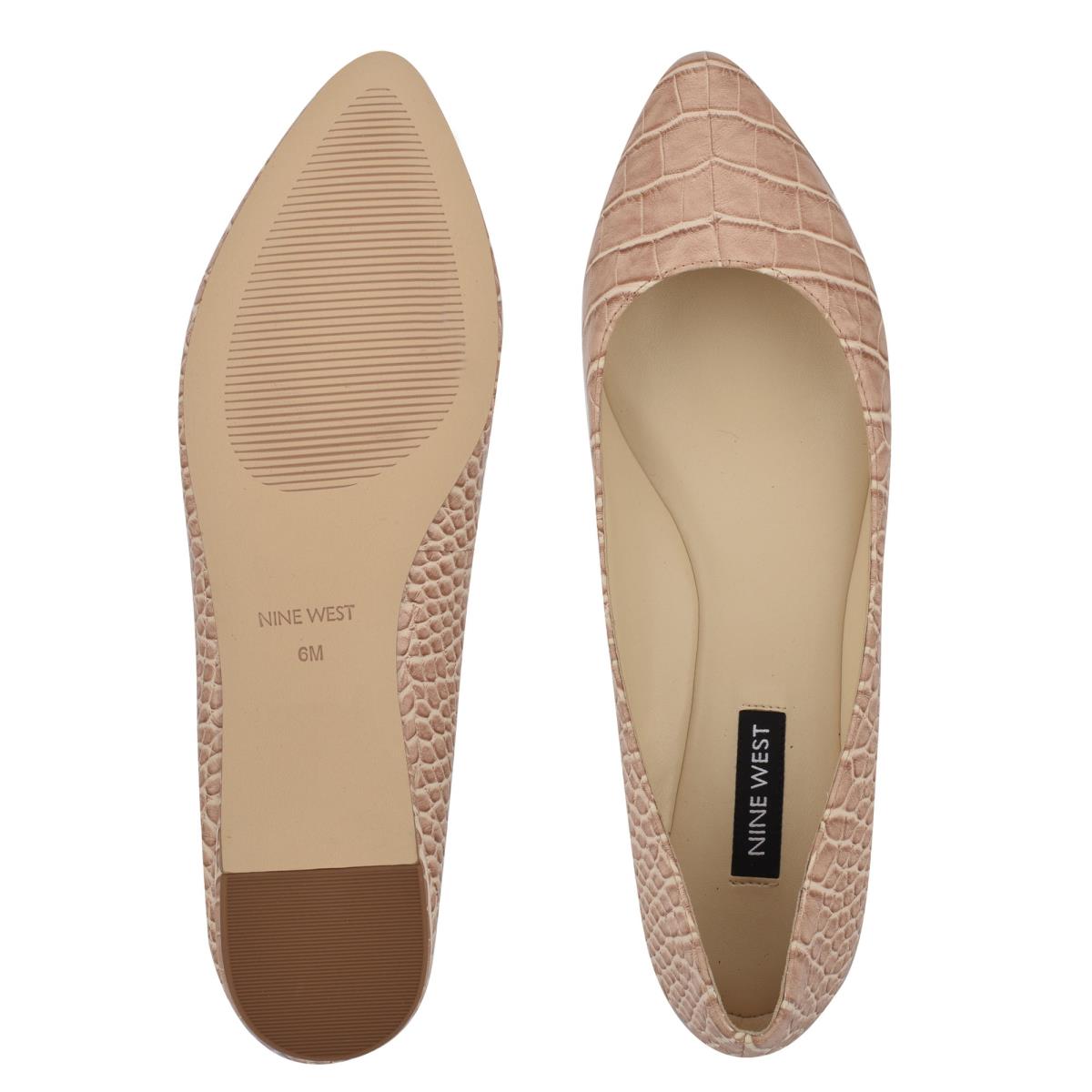 Women's Nine West Speakup Almond Toe Ballet Flats Pink / Snake | ZCOG59823