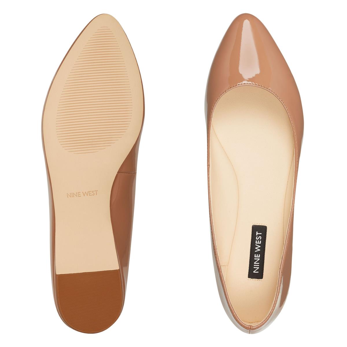 Women's Nine West Speakup Almond Toe Flats Beige | ELTM67210