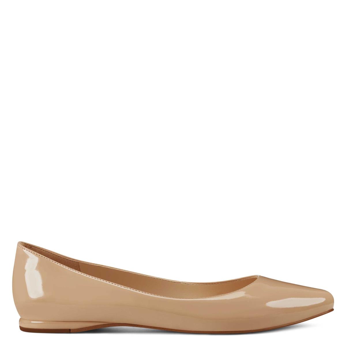 Women\'s Nine West Speakup Almond Toe Flats Light Beige | GTLY67891