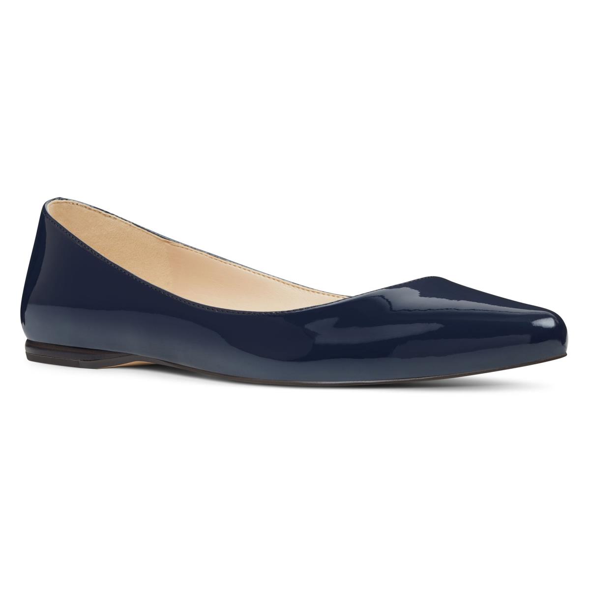 Women's Nine West Speakup Almond Toe Flats Navy | PRYN07253