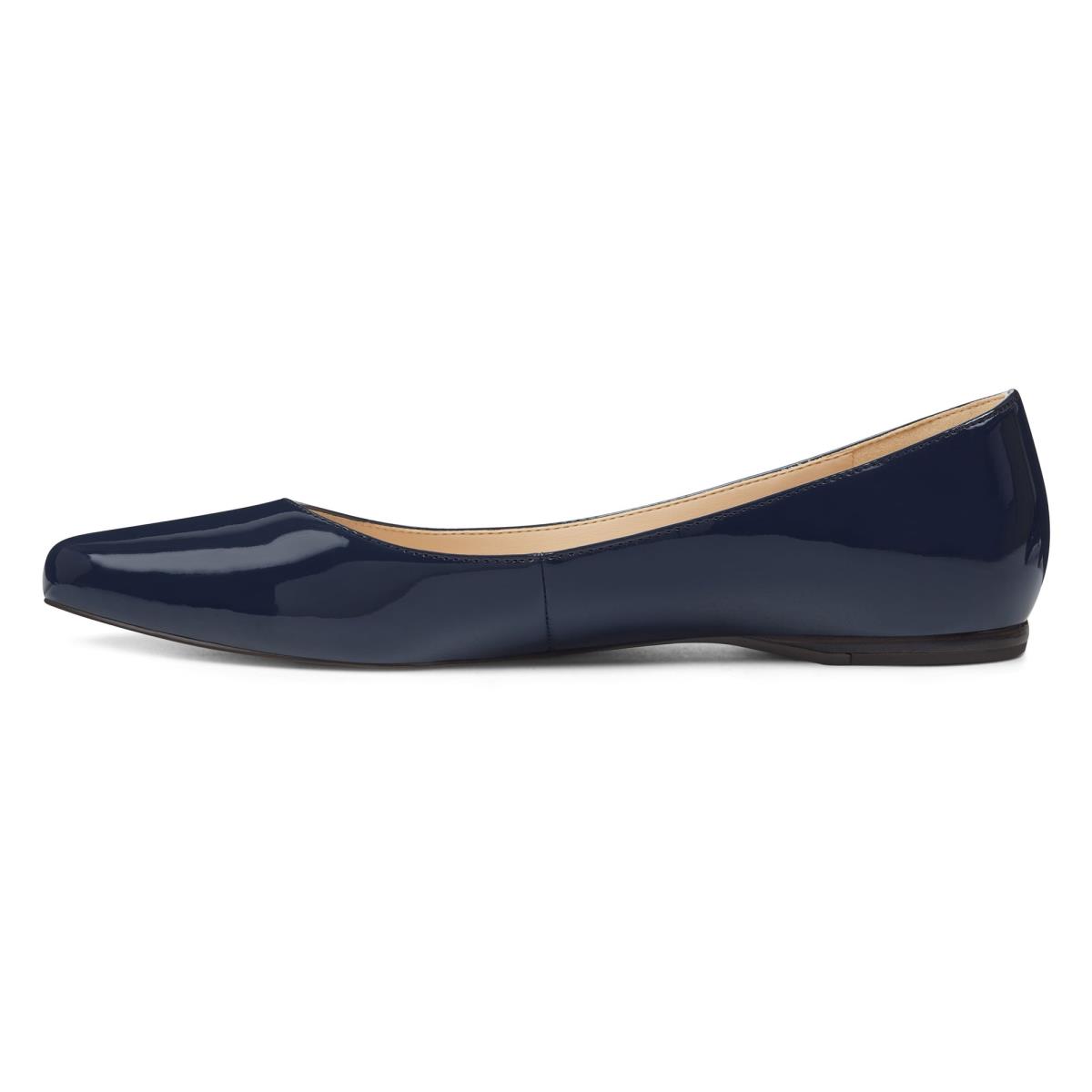 Women's Nine West Speakup Almond Toe Flats Navy | PRYN07253