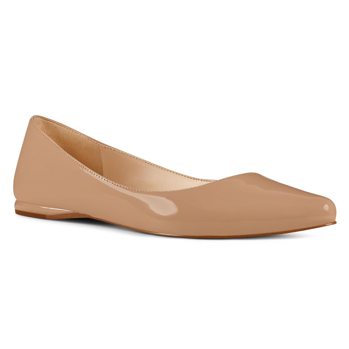 Women's Nine West Speakup Almond Toe Flats Grey / Brown | SYVJ76381