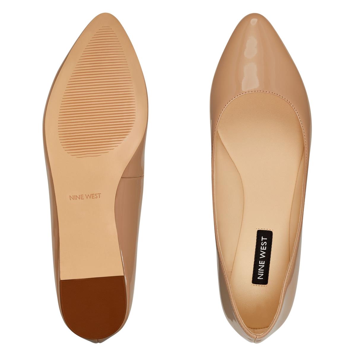 Women's Nine West Speakup Almond Toe Flats Grey / Brown | SYVJ76381