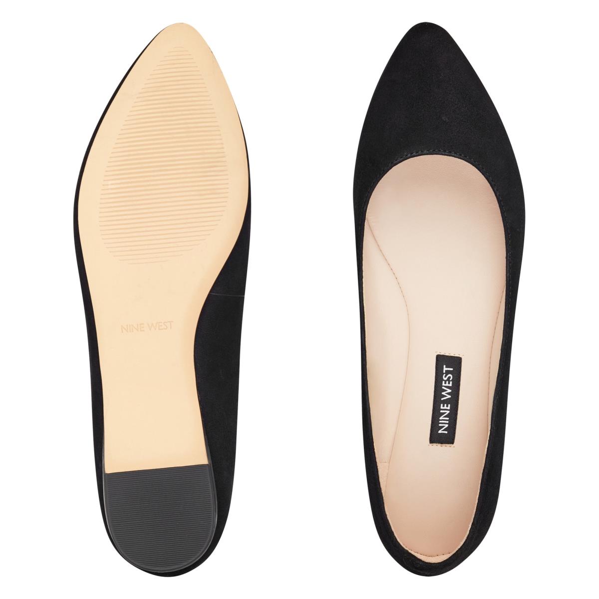 Women's Nine West Speakup Almond Toe Flats Black | UMSP72504