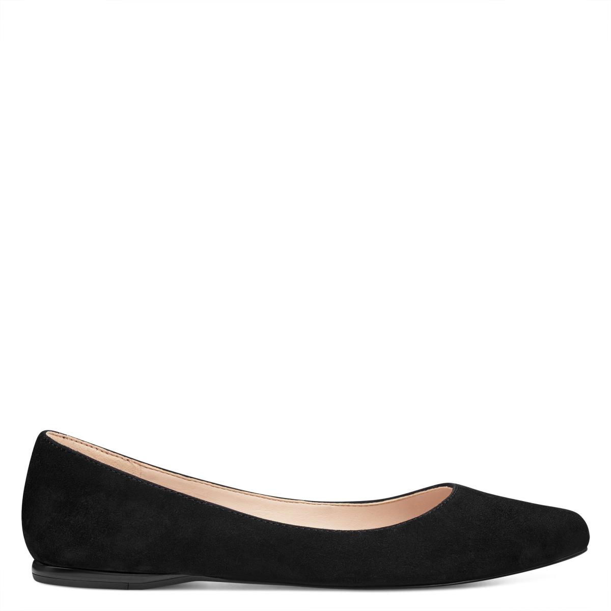 Women\'s Nine West Speakup Almond Toe Flats Black | UMSP72504