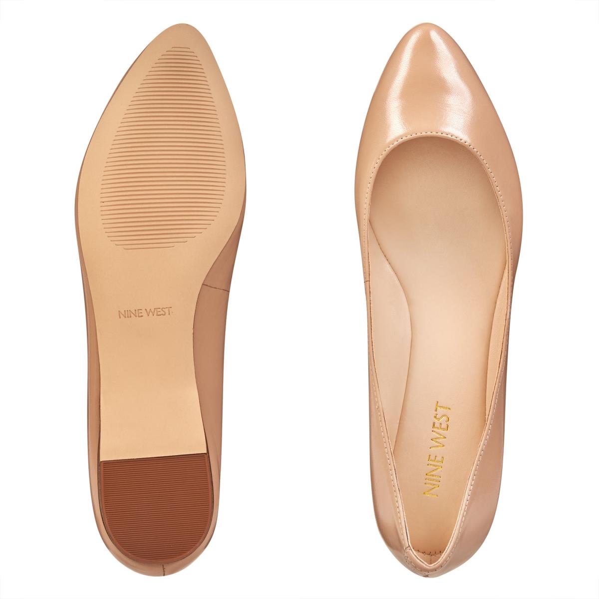 Women's Nine West Speakup Almond Toe Flats Beige | VOAM93580