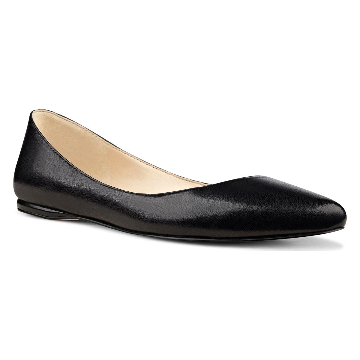 Women's Nine West Speakup Almond Toe Flats Black | WEQK46908