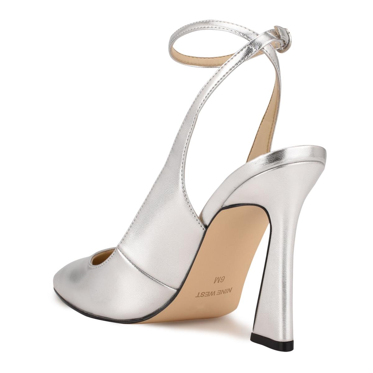 Women's Nine West Tabita Ankle Strap Dress Pumps Silver | EFWX23680