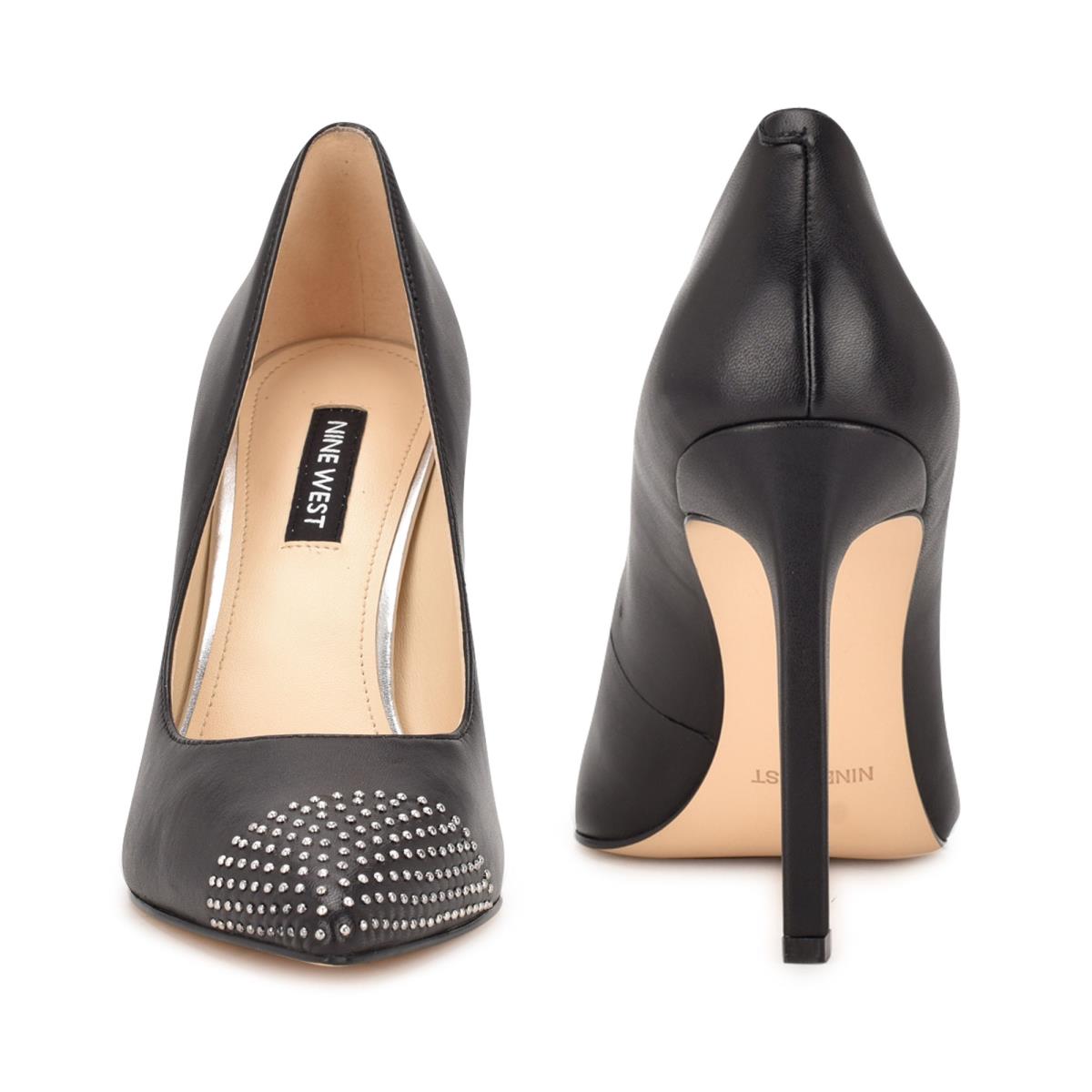 Women's Nine West Tadaa Studded Pointy Toe Pumps Black | BCFW53490