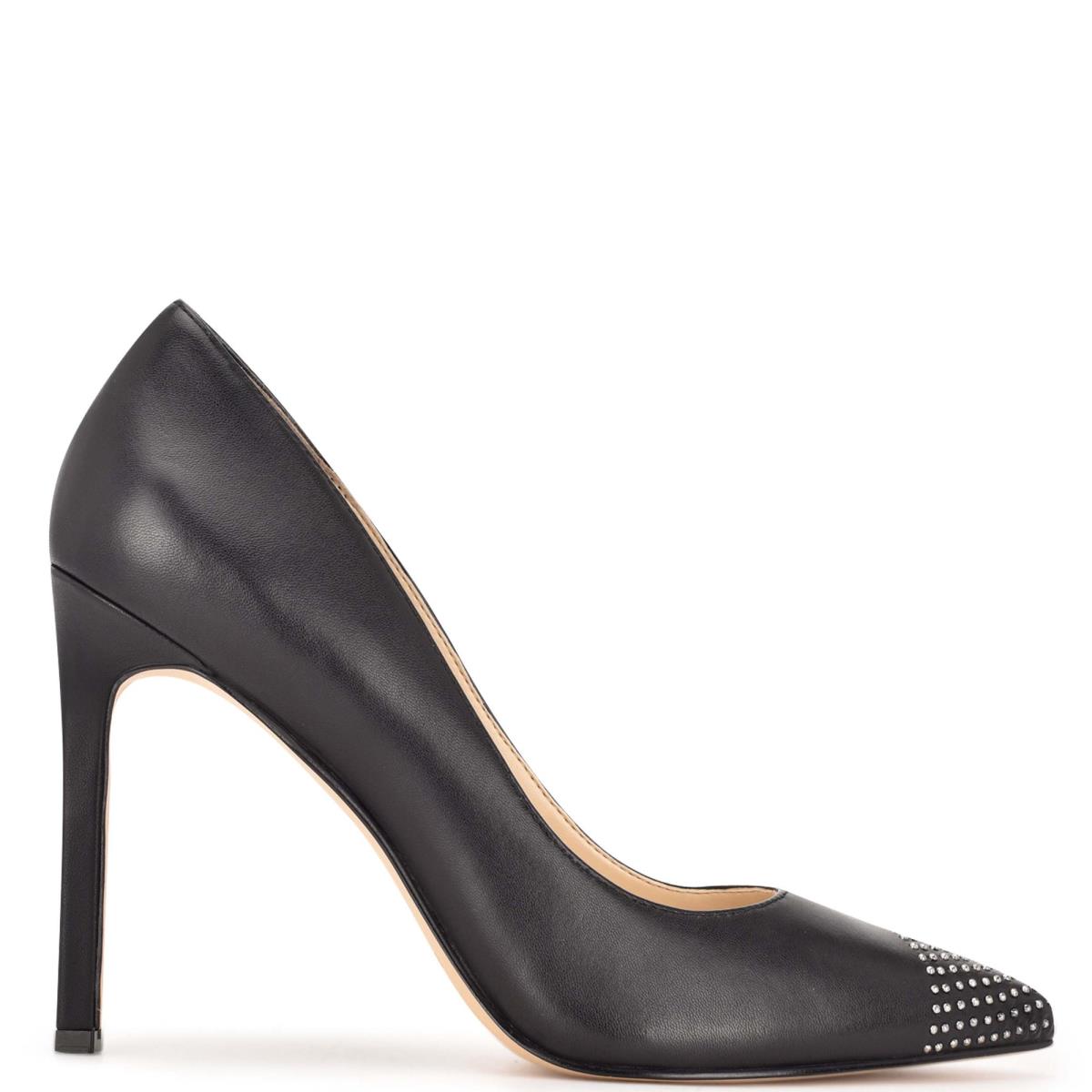 Women\'s Nine West Tadaa Studded Pointy Toe Pumps Black | BCFW53490