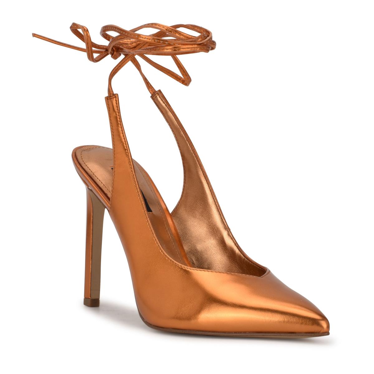 Women's Nine West Talon Ankle Wrap Dress Pumps Orange | IAPK70891