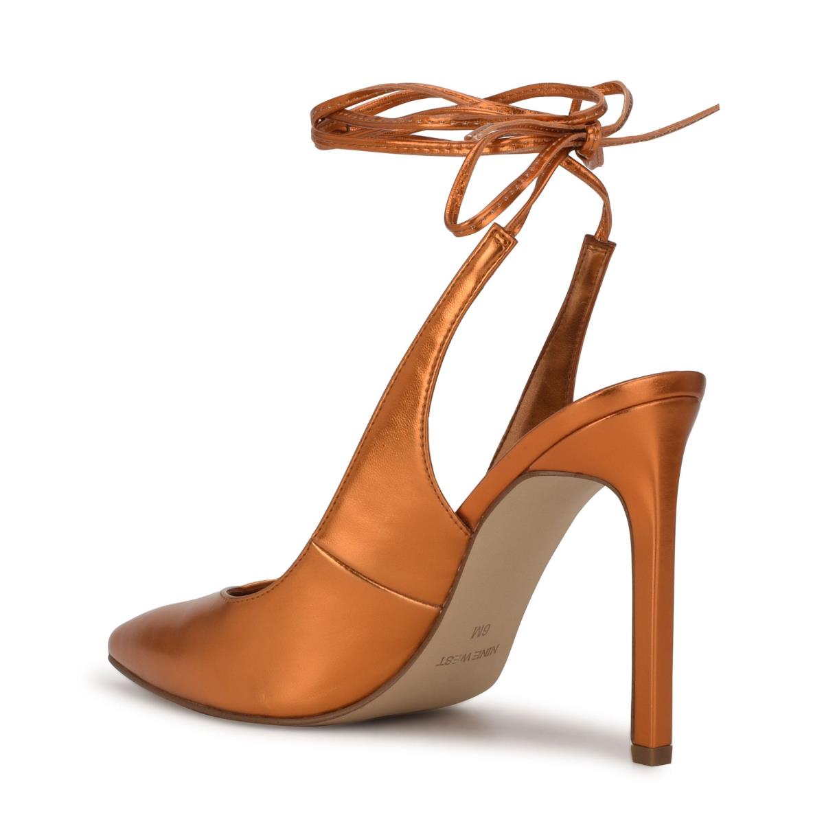 Women's Nine West Talon Ankle Wrap Dress Pumps Orange | IAPK70891