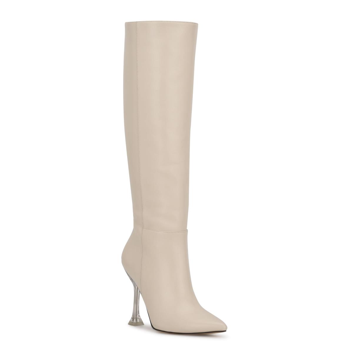 Women's Nine West Talya Dress Boots Cream | HJKZ35102