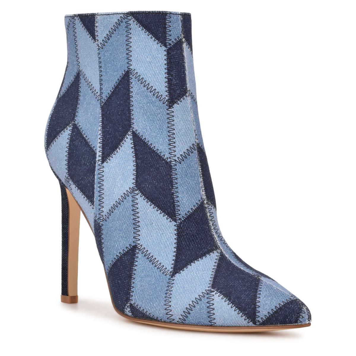 Women's Nine West Tennon Dress Bootie Booties Blue | MJYS78596