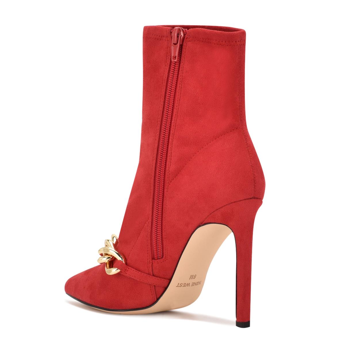 Women's Nine West Timbaa Dress Bootie Booties Red | IBRP87104