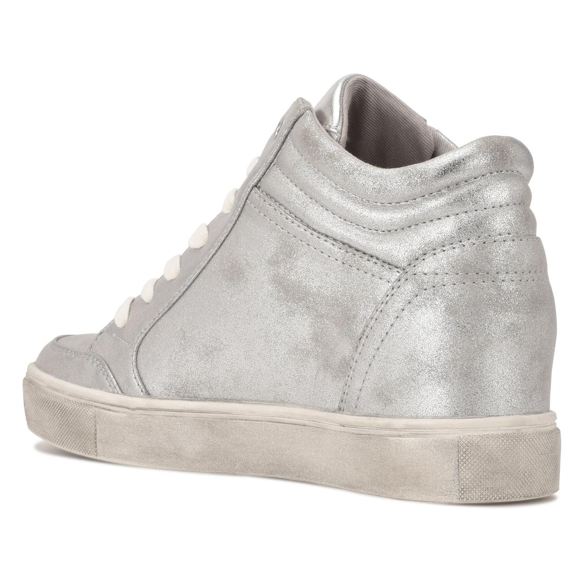 Women's Nine West Tons High Top Hidden Wedge Sneakers Sneakers Silver | BKNI84710