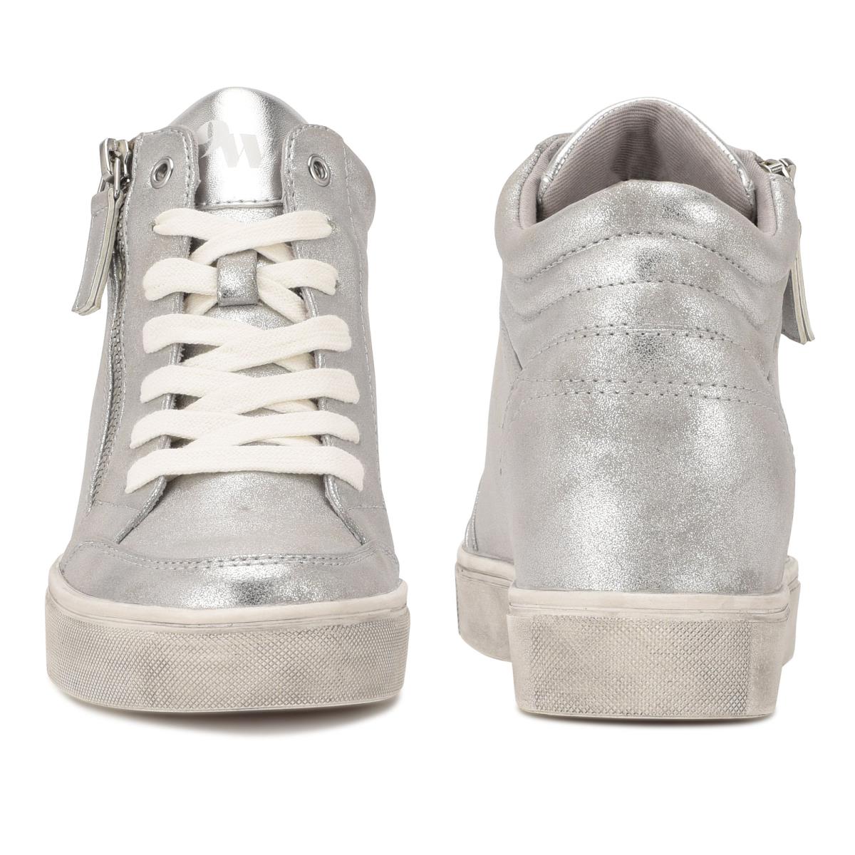 Women's Nine West Tons High Top Hidden Wedge Sneakers Sneakers Silver | BKNI84710