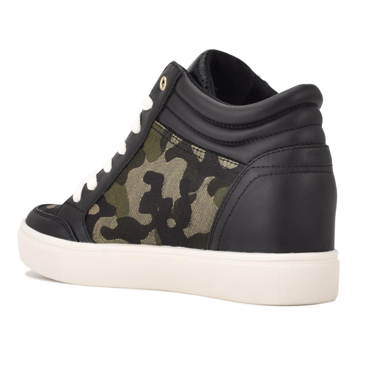 Women's Nine West Tons High Top Hidden Wedge Sneakers Sneakers Black / Camo | BRJK37894