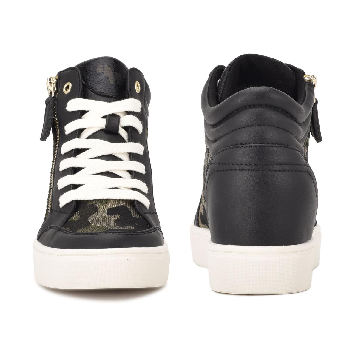 Women's Nine West Tons High Top Hidden Wedge Sneakers Sneakers Black / Camo | BRJK37894