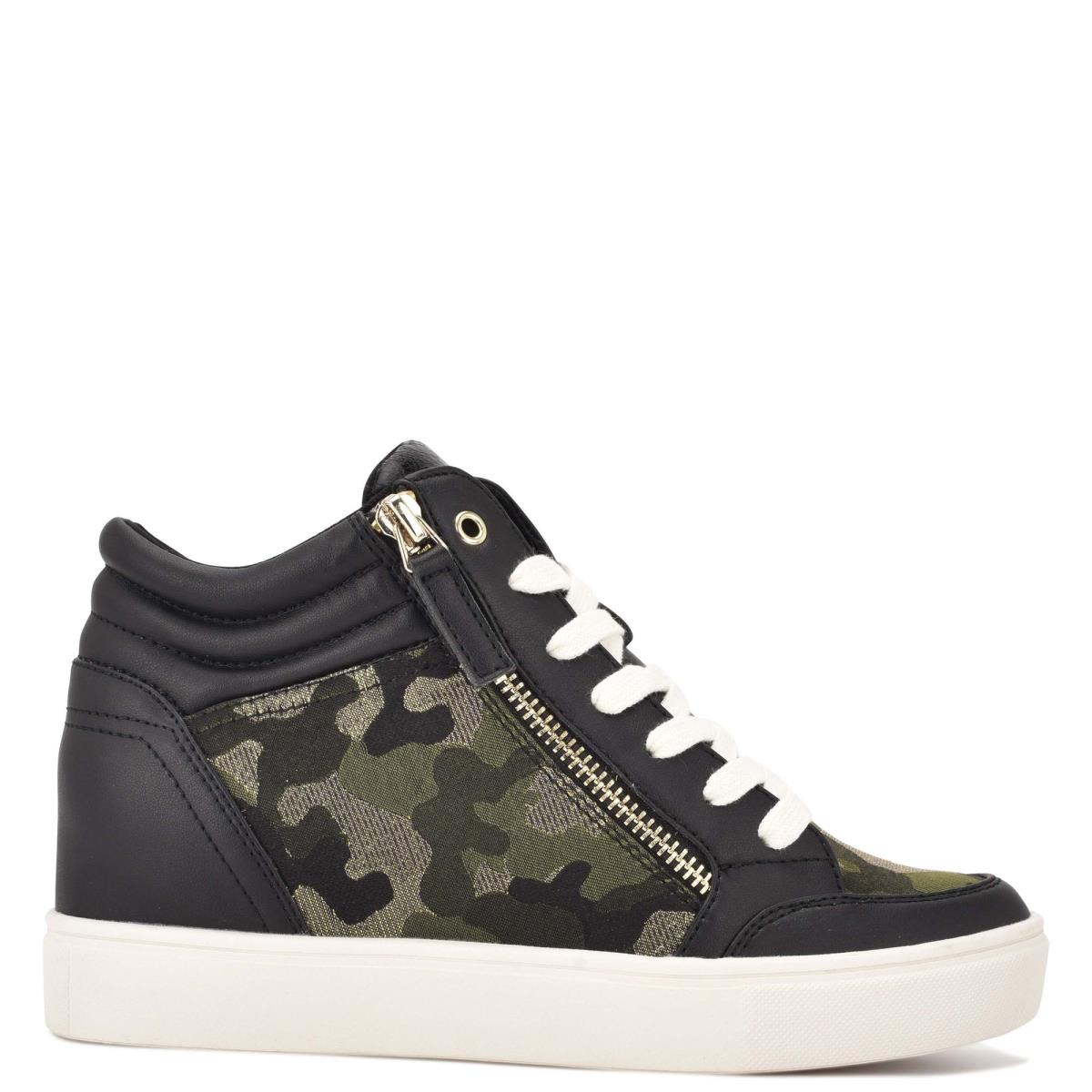 Women\'s Nine West Tons High Top Hidden Wedge Sneakers Sneakers Black / Camo | BRJK37894