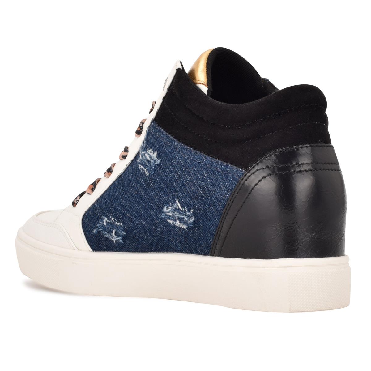 Women's Nine West Tons High Top Hidden Wedge Sneakers Sneakers Black / Blue | HNLM72104