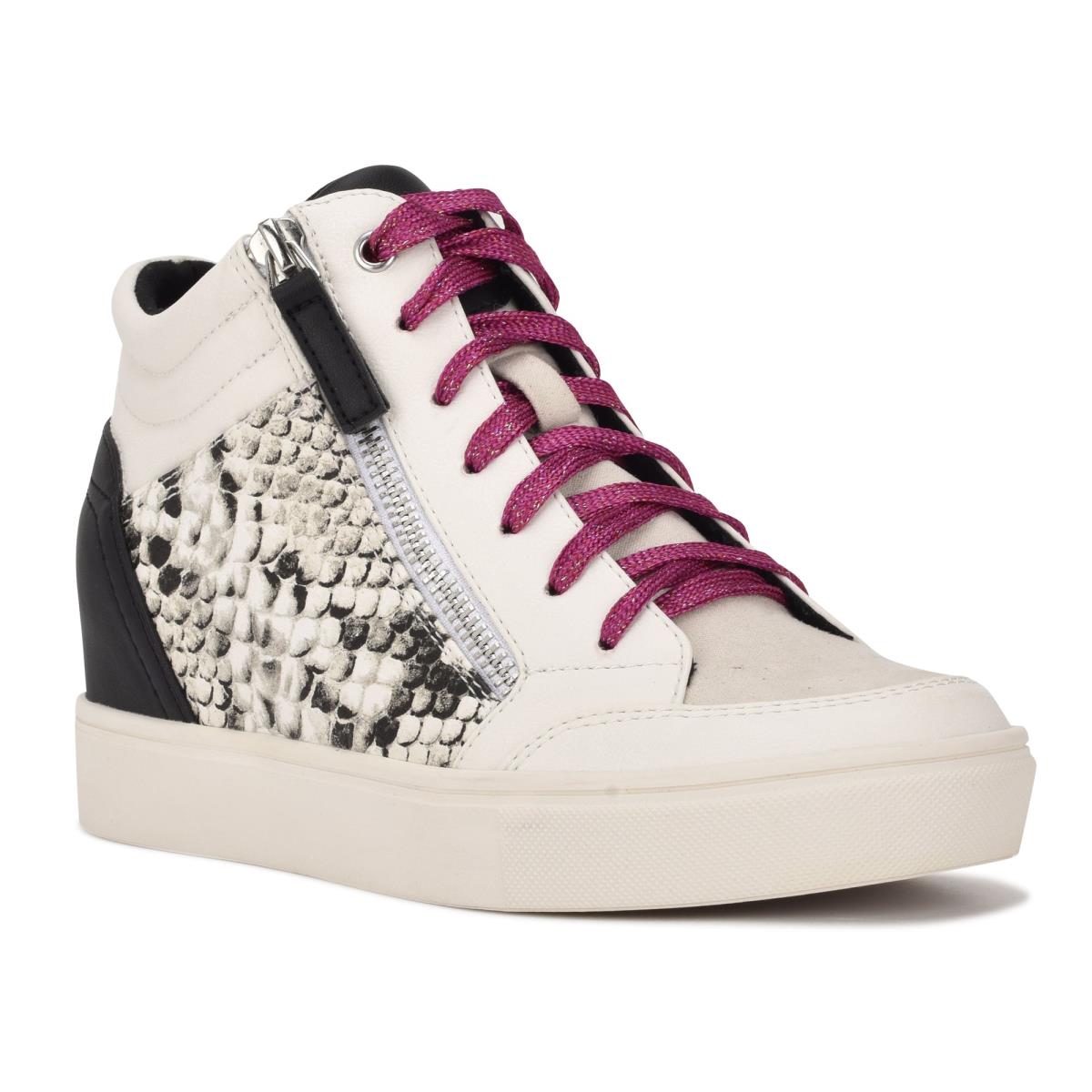 Women's Nine West Tons High Top Hidden Wedge Sneakers Sneakers White / Snake | TRKZ85764