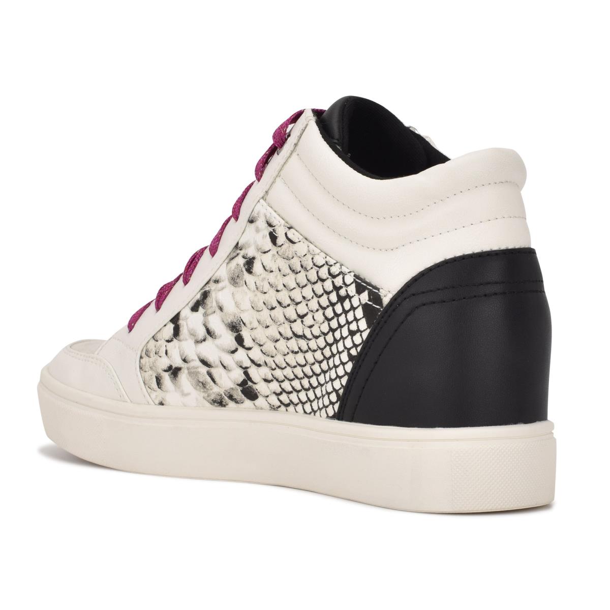 Women's Nine West Tons High Top Hidden Wedge Sneakers Sneakers White / Snake | TRKZ85764