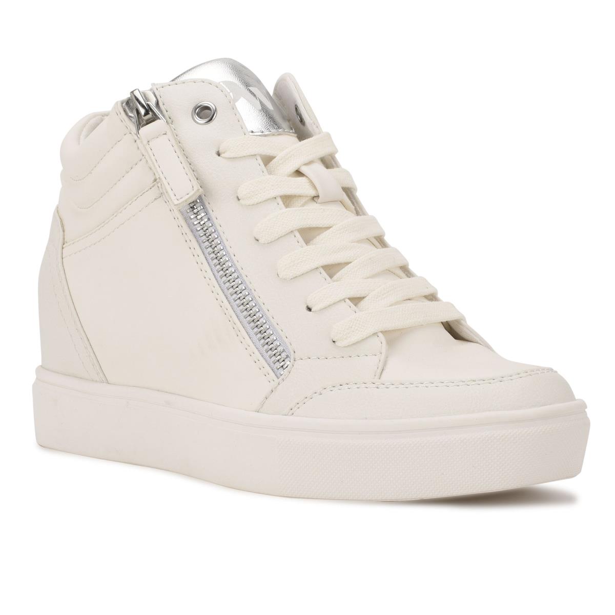 Women's Nine West Tons High Top Hidden Wedge Sneakers Sneakers White / Silver | URWE42307