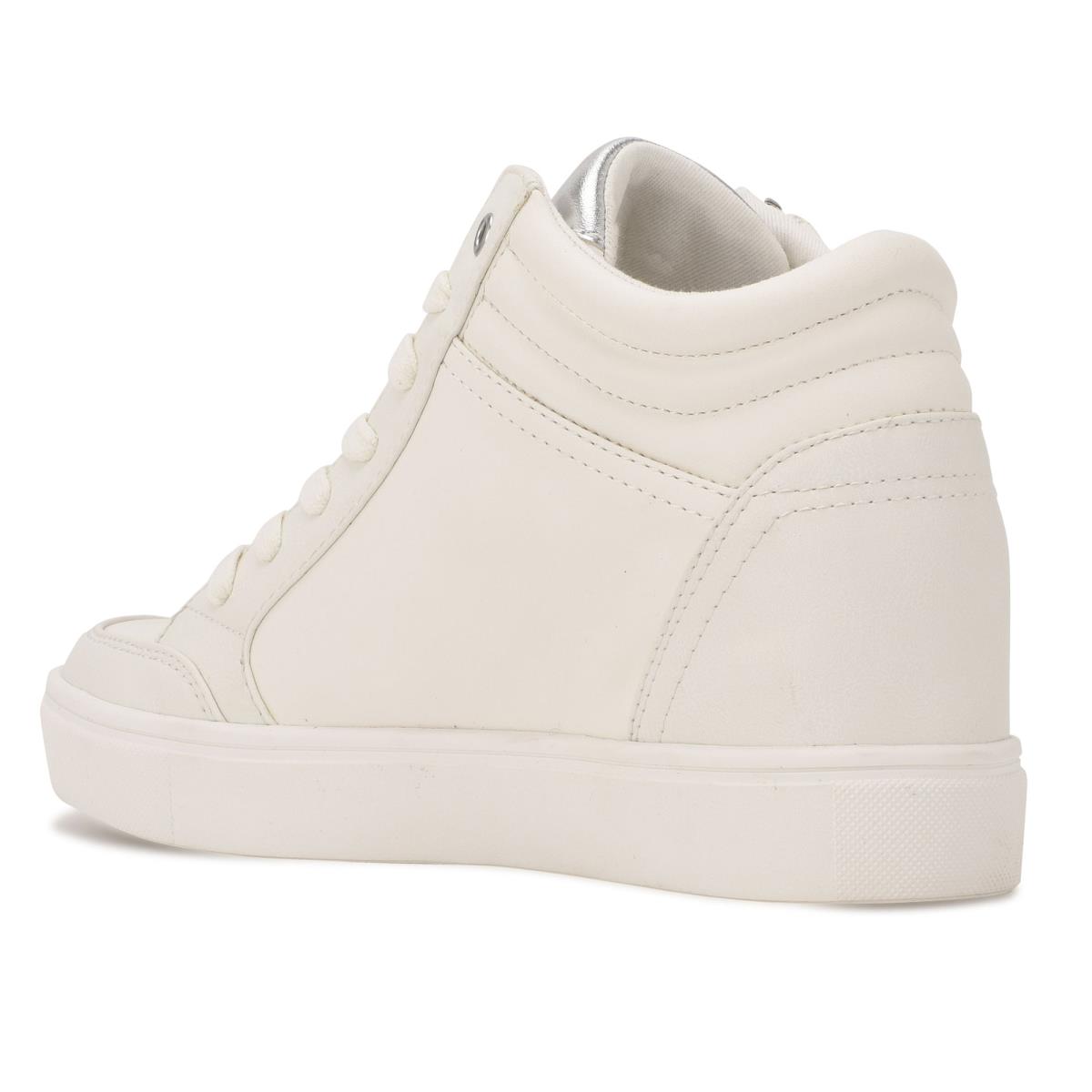 Women's Nine West Tons High Top Hidden Wedge Sneakers Sneakers White / Silver | URWE42307