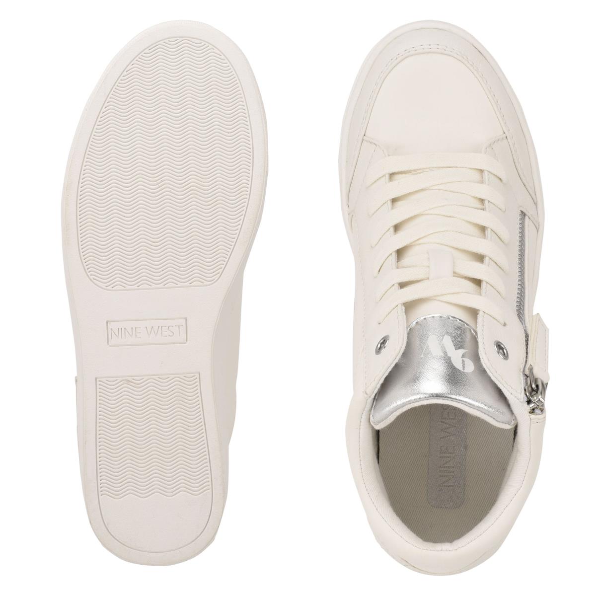 Women's Nine West Tons High Top Hidden Wedge Sneakers Sneakers White / Silver | URWE42307