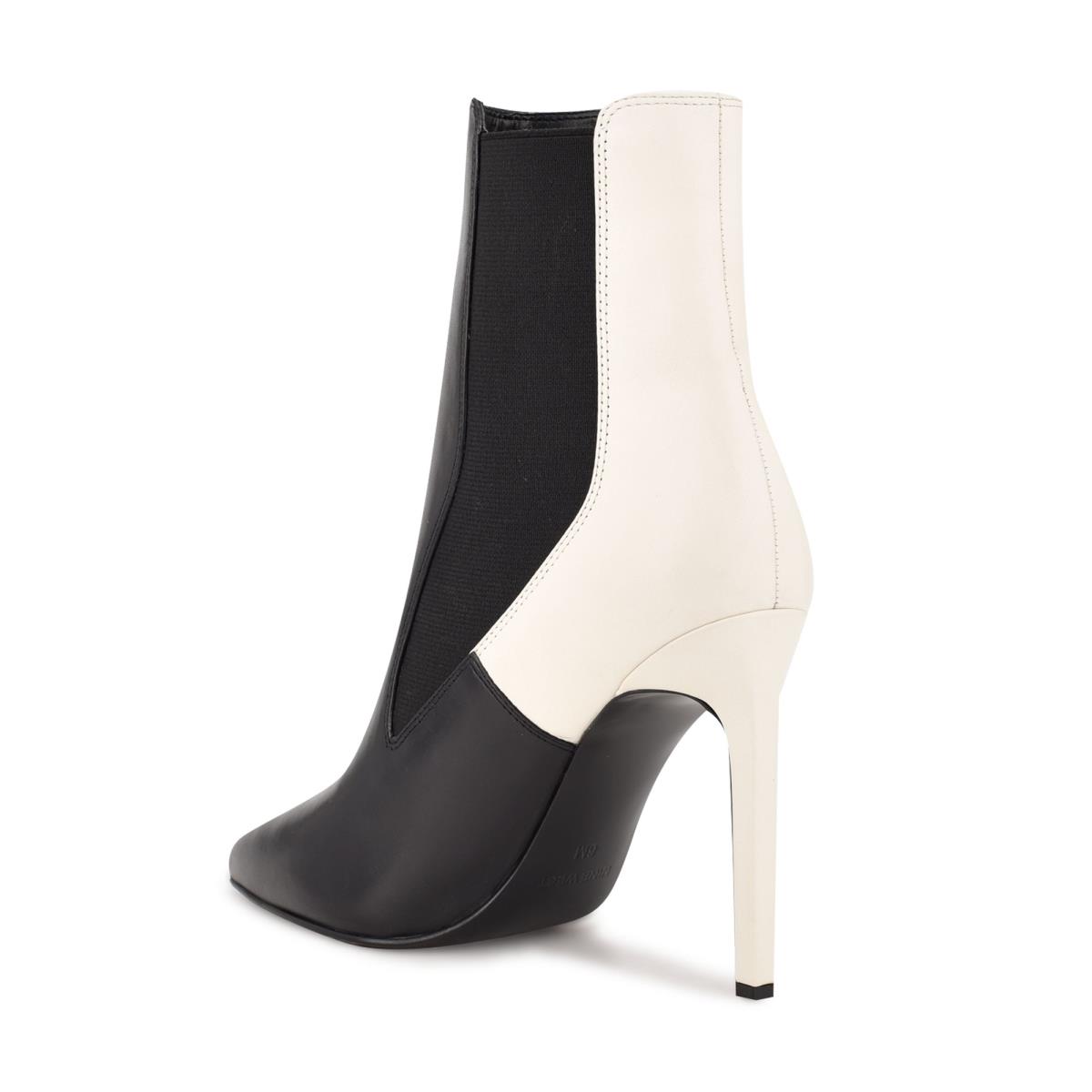 Women's Nine West Topit Dress Booties Black / White | SLYB78906