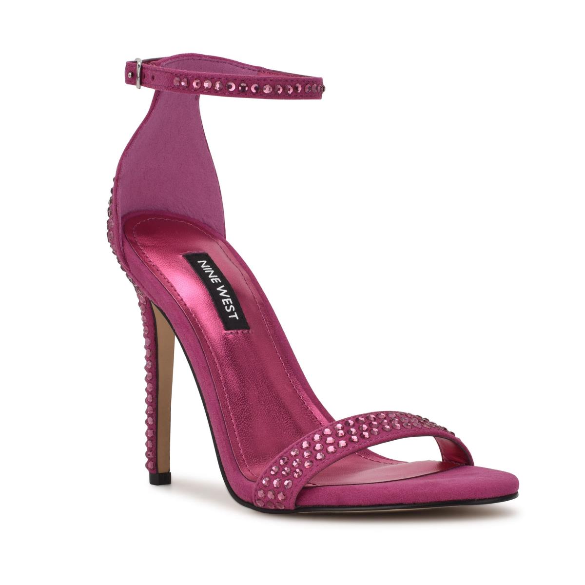 Women's Nine West Toria Ankle Strap Sandals Dark Pink | IPMZ92065