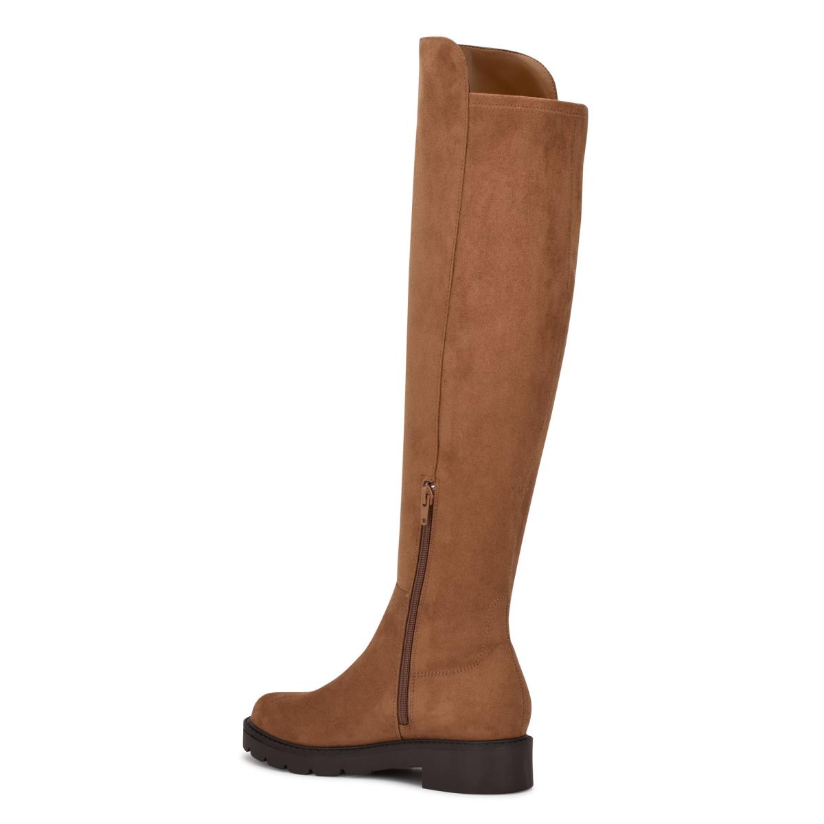 Women's Nine West Tread Over The Knee Lug Sole Boots Brown | CJYW93810