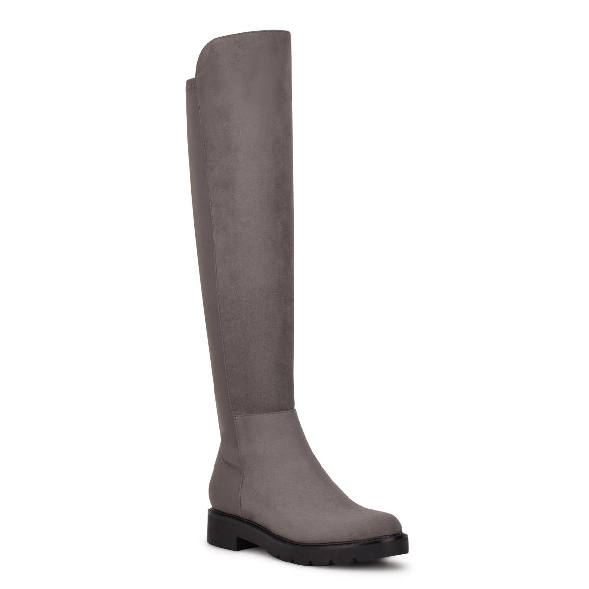 Women's Nine West Tread Over The Knee Lug Sole Boots Grey | ZKDJ10984