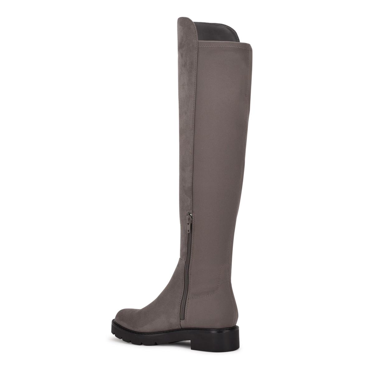 Women's Nine West Tread Over The Knee Lug Sole Boots Grey | ZKDJ10984