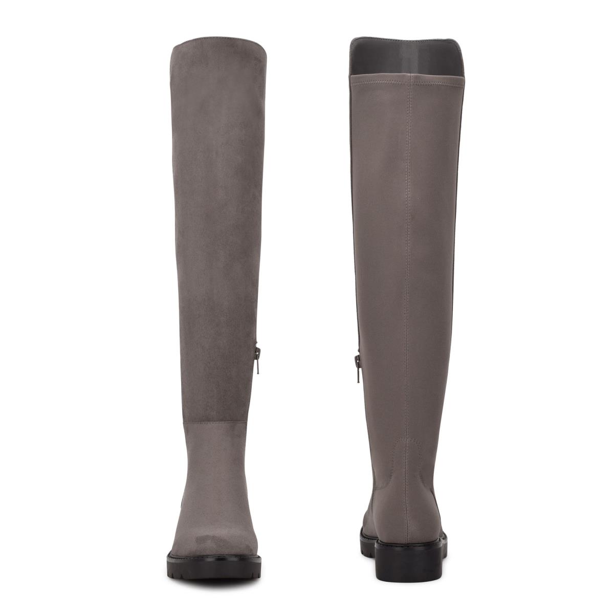 Women's Nine West Tread Over The Knee Lug Sole Boots Grey | ZKDJ10984