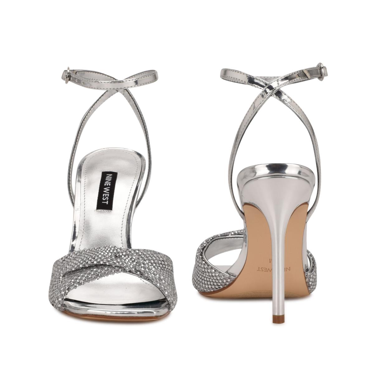 Women's Nine West Twinkle Heeled Dress Sandals Silver | KPQW04761