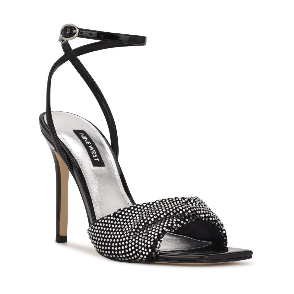 Women's Nine West Twinkle Heeled Dress Sandals Black | LTRQ80152